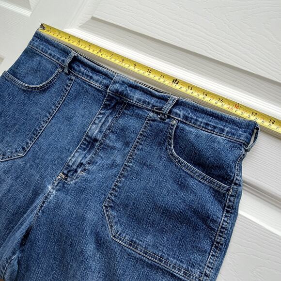 Gloria Vanderbilt Denim Capri Pants size 14 dark grey blue patch pockets jeans - Picture 8 of 14